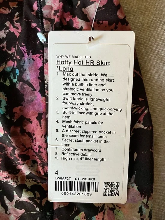 Lululemon Hotty Hot HR Skirt Long - Stencil Blossom Red Multi/Sheer Blu - Size 4 - Picture 6 of 7